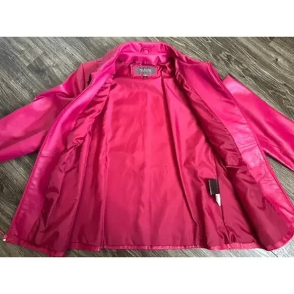 Wilsons Leather Pink Plus Size 3/4 length Jacket Zipper Closure 1X - Picture 4 of 7